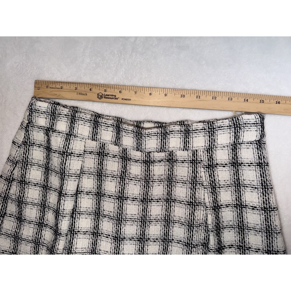 Umgee Women‎ Black White Plaid Tweed Metallic Pleated Frayed Hem Skort L A0291 - Picture 6 of 7